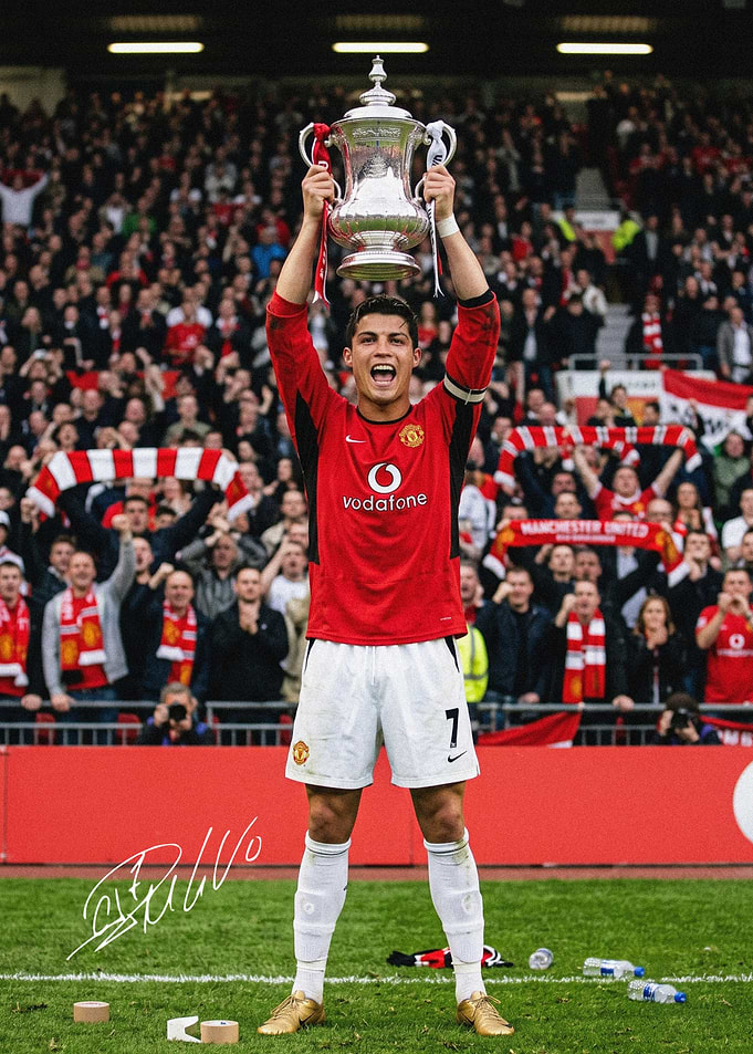 Cristiano Ronaldo Lifting FA Cup Trophy