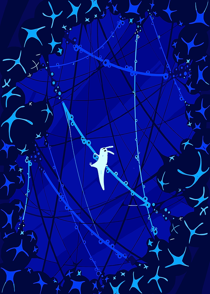 Abstract Blue Starry Web Illustration