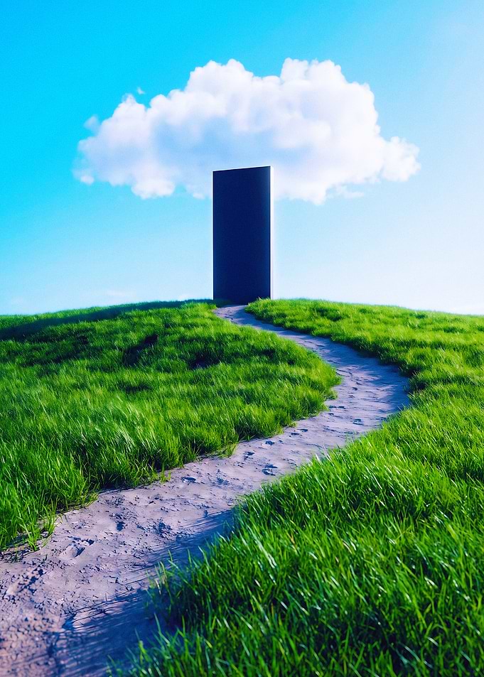 Monolith on a Grassy Hill