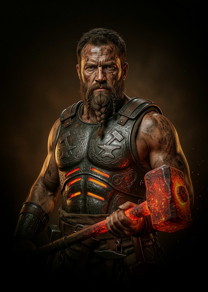 Hephaestus is the Greek god of fire, metalworking