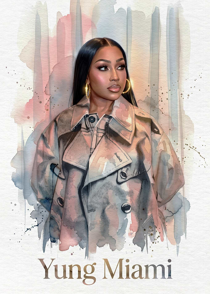 Yung Miami Watercolor Portrait