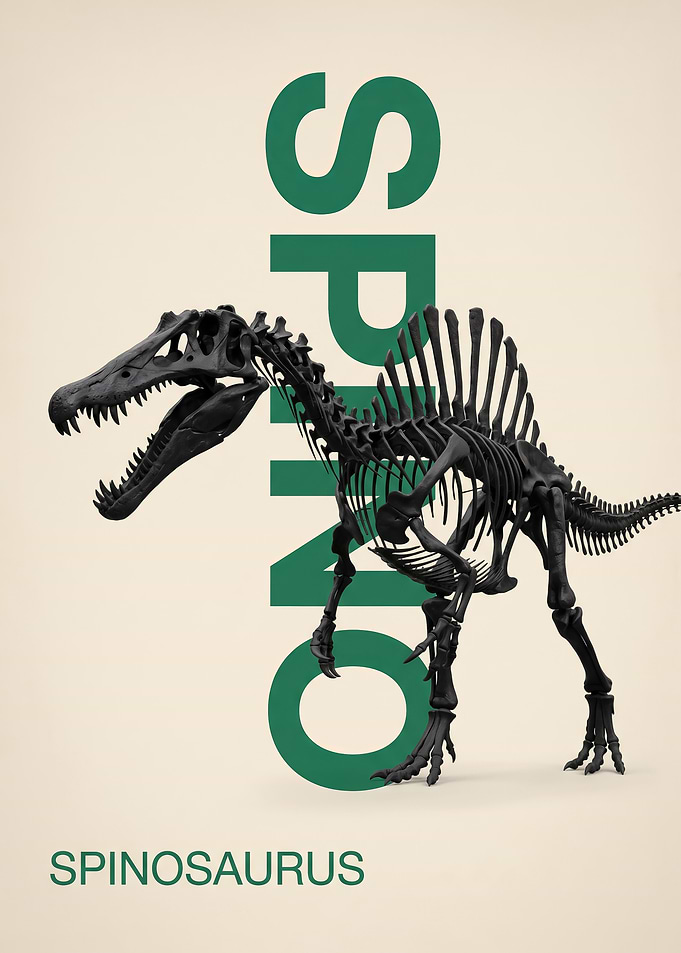 Minimalist Spinosaurus Skeleton Poster