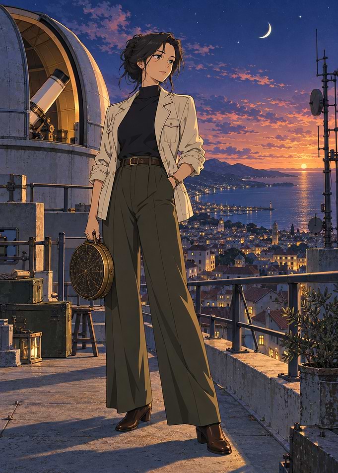 Twilight Rooftop Astronomer
