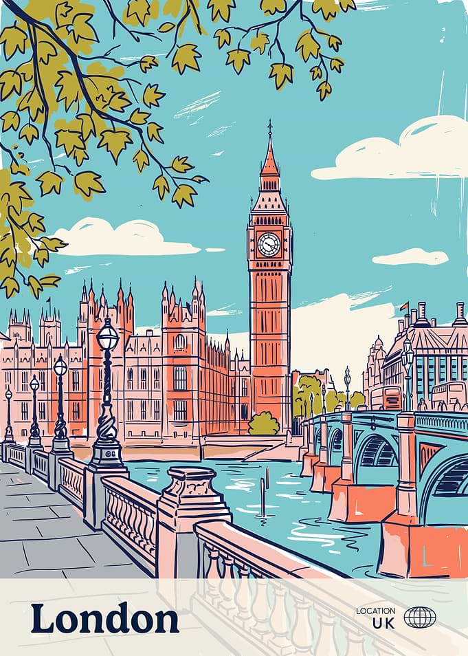 London Big Ben Travel Poster