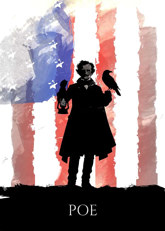 Edgar Allan Poe American Flag Poster