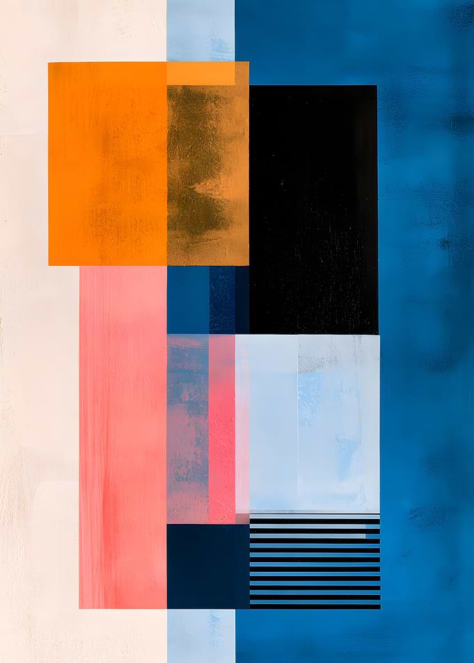 Abstract Geometric Composition in Blue