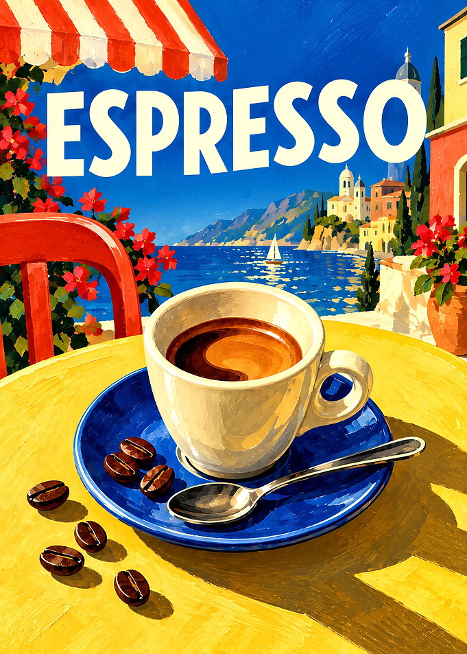 Espresso Coffee Mediterranean Travel Poster