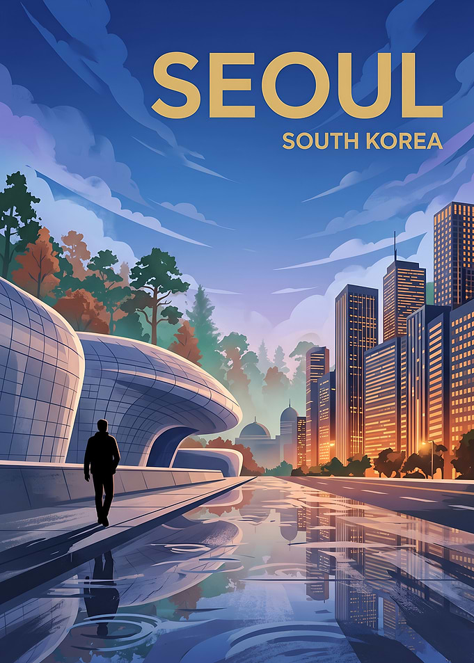 Seoul South Korea Urban Skyline Artwork