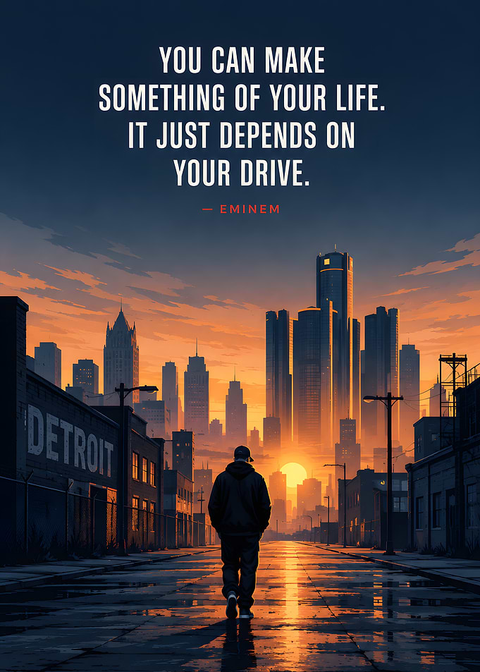 Eminem Inspirational Detroit Cityscape Poster