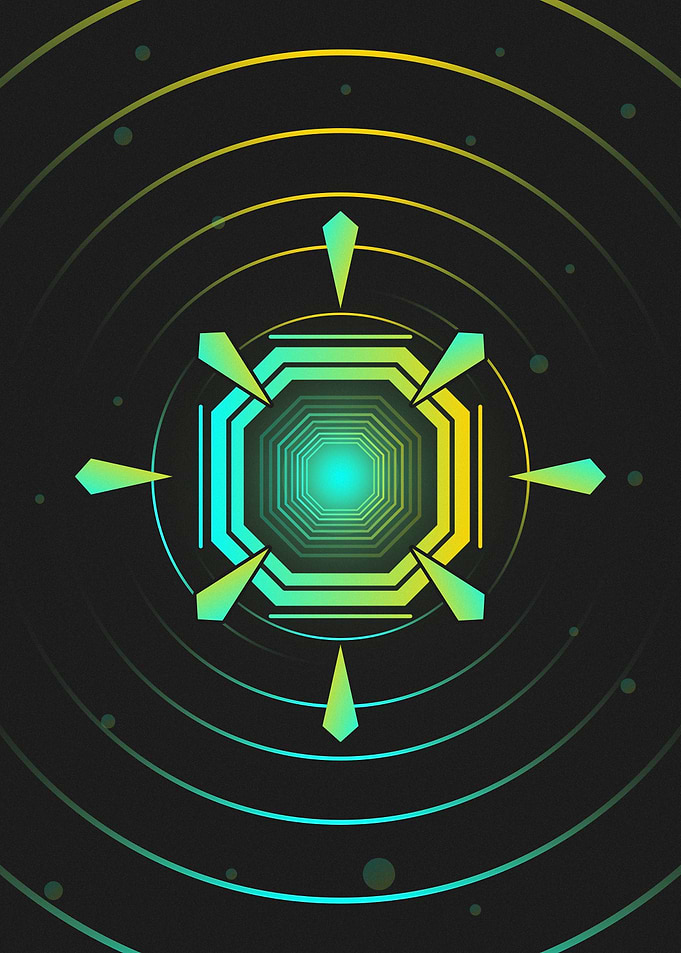 Abstract Neon Cyberpunk Portal