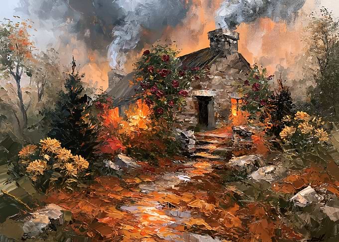 Cozy Stone Cottage in Autumn