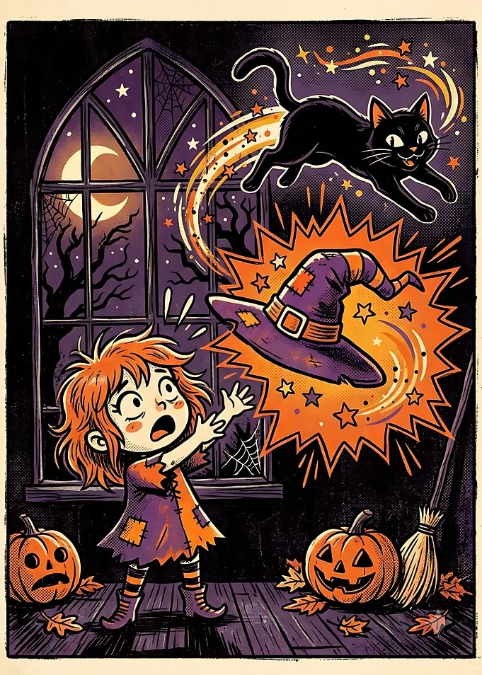Little Witch Casting Magic Spell