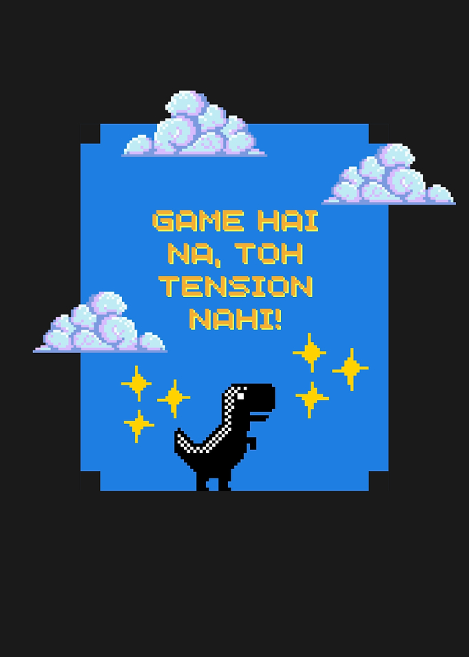 Pixel Art Dinosaur Gaming Quote