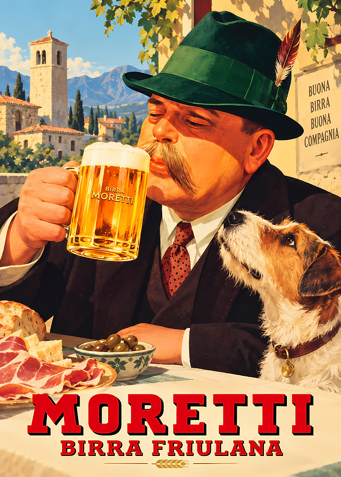 Birra Moretti Vintage Advertising Poster