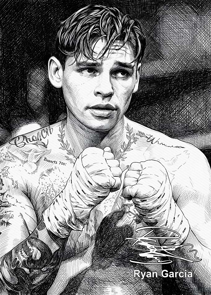 Ryan Garcia Boxing Portrait Sketch