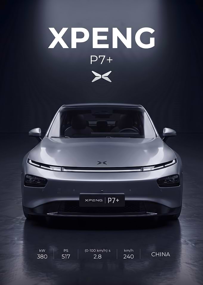 XPENG P7+ Electric Sedan Promotional Poster
