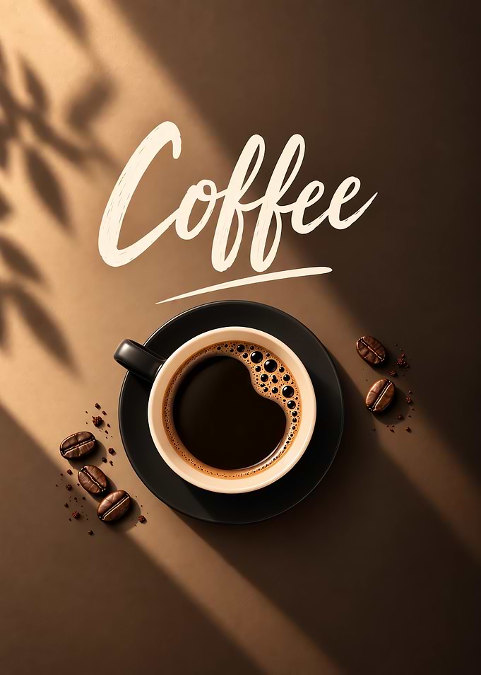 Minimalist Coffee Cup with Beans