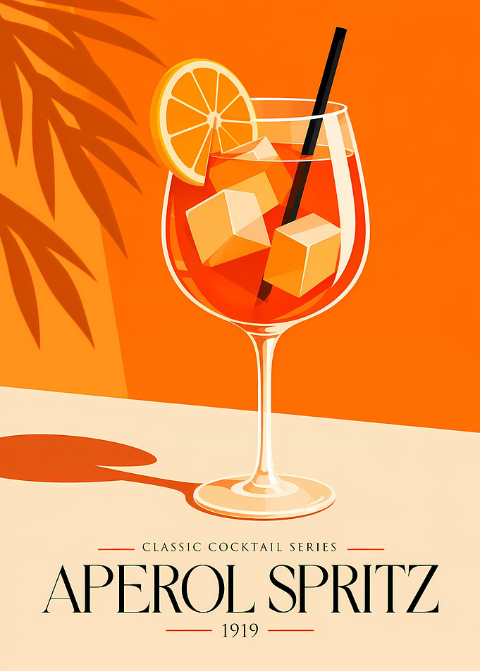 Aperol Spritz Cocktail Poster