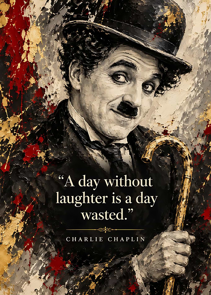 Charlie Chaplin Inspirational Quote Portrait
