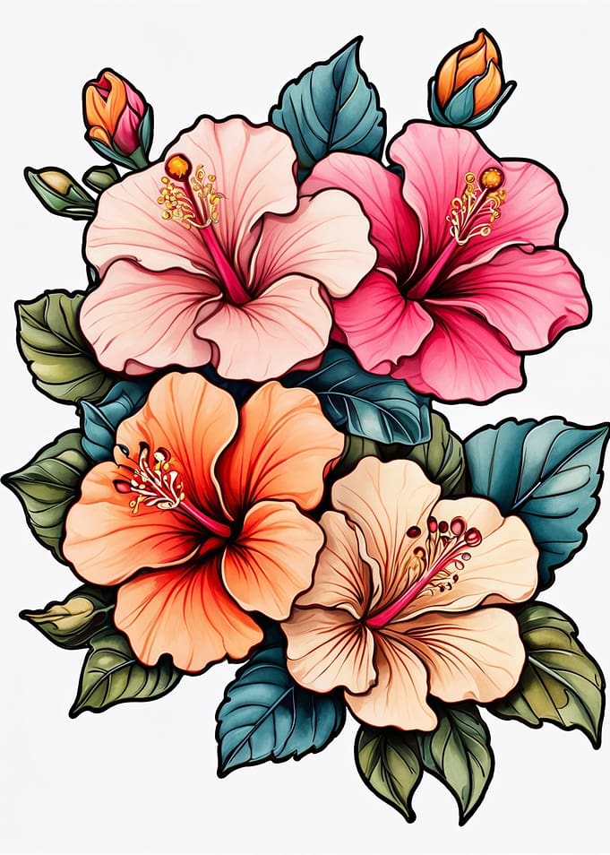 Vibrant Tropical Hibiscus Flower Bouquet