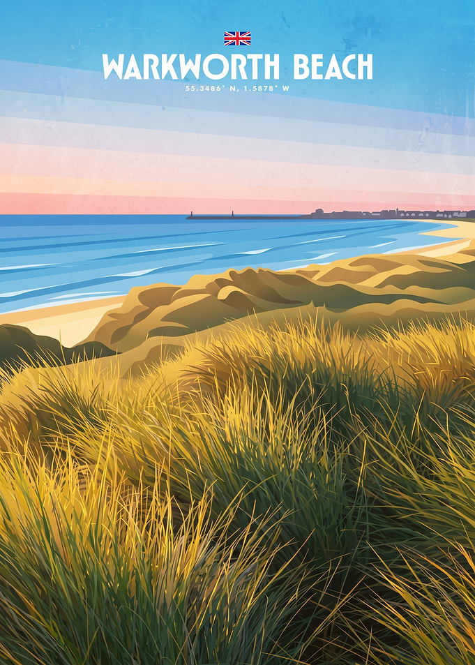 Warkworth Beach Travel Poster