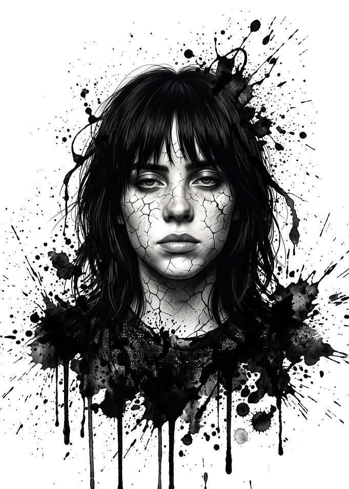 Billie Eilish Ink Splatter Portrait