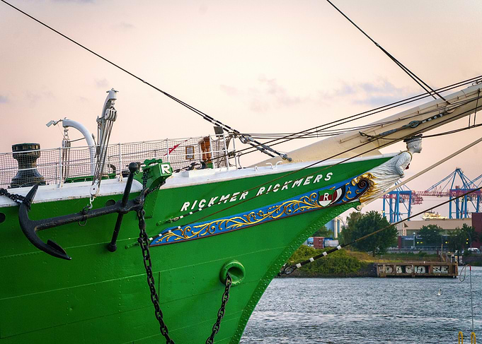 Rickmer Rickmers Ship Bow Details - Anchor and figurehead - in Hamburg Harbor