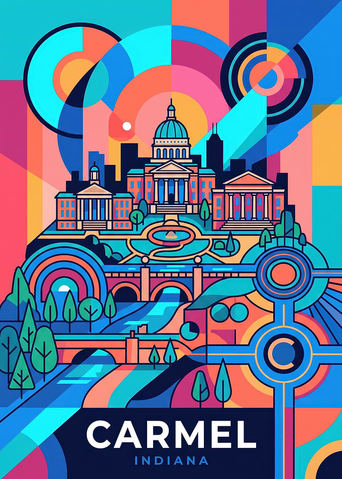 Vibrant Geometric Carmel Indiana Poster