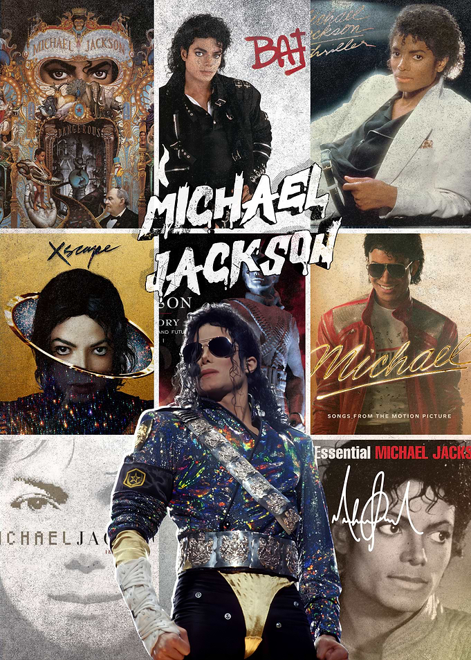 Michael Jackson Music Career Collage Poster
