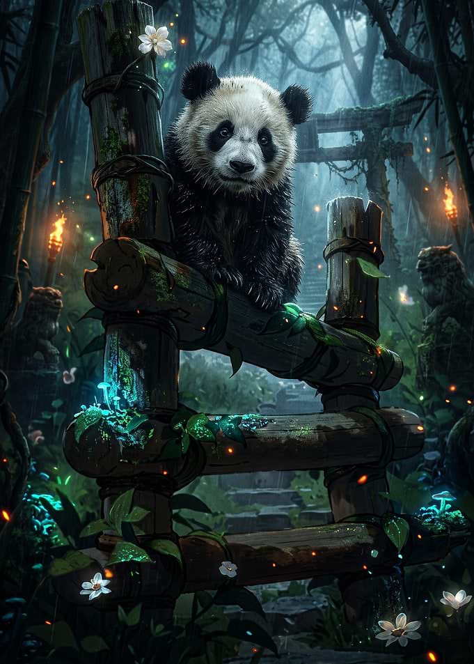 Panda in a Mystical Forest