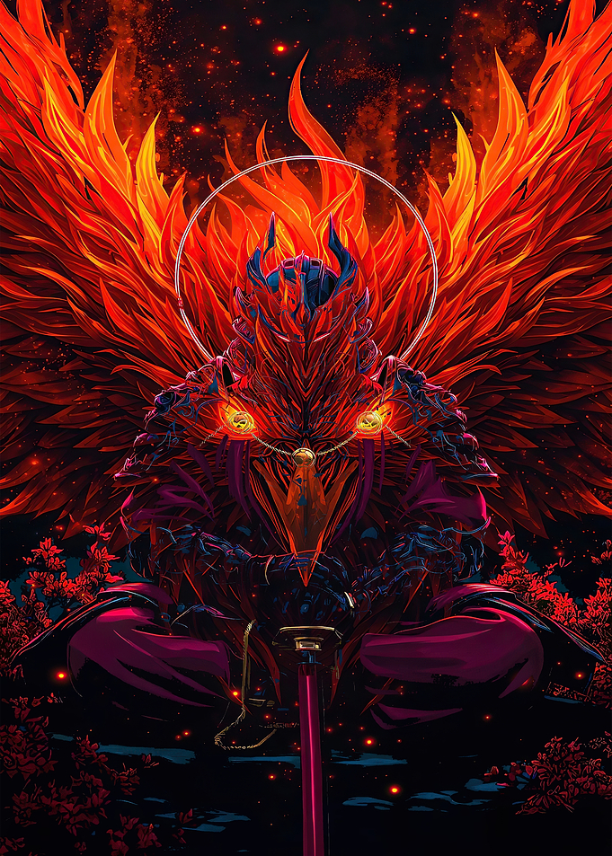 Fiery Samurai Warrior in Meditation