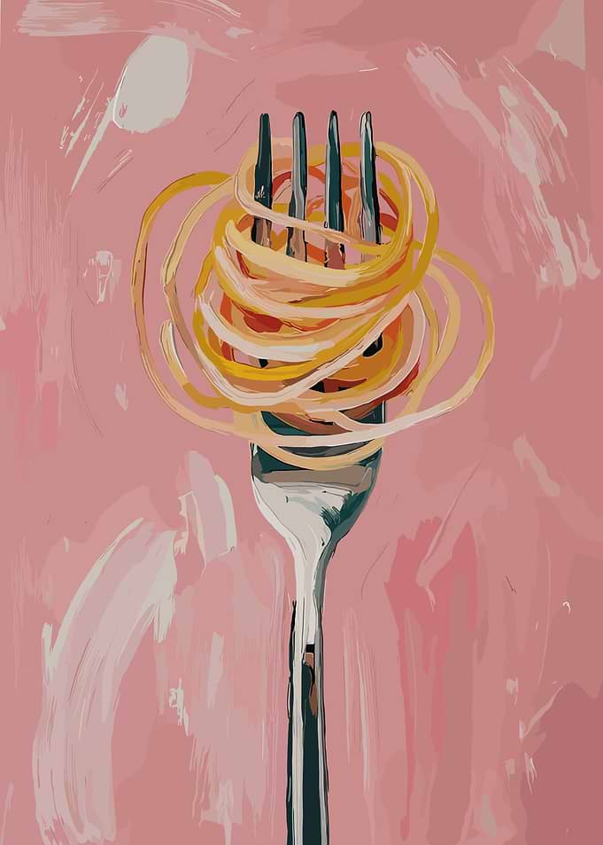 Spaghetti on a Fork Painting