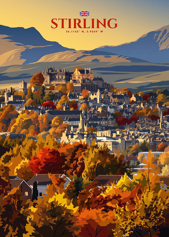 Stirling Scotland Autumn Travel Poster