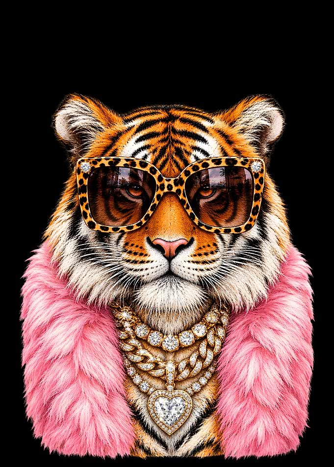Stylish Tiger with Pink Fur
