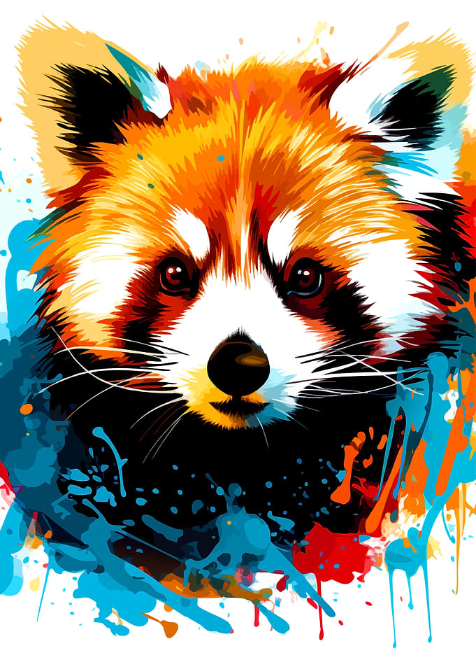 Colorful Watercolor Red Panda Portrait