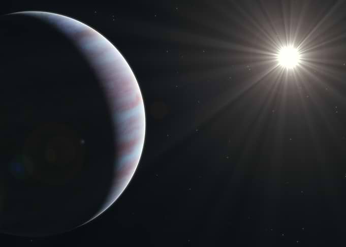 Crescent Planet and Bright Star