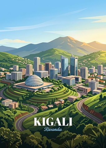Kigali Rwanda Cityscape Travel Poster