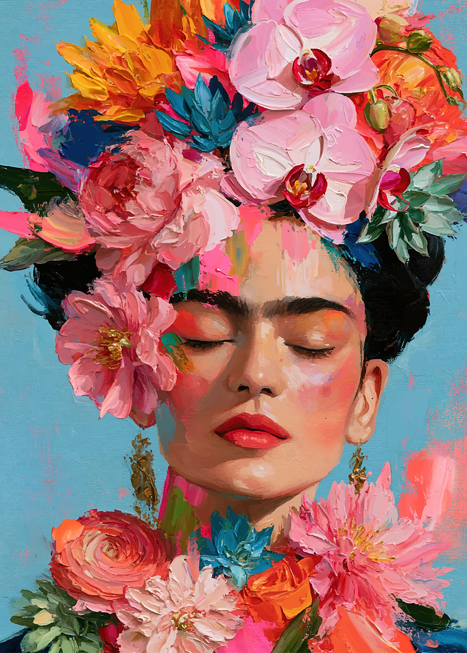 Frida Kahlo Floral Portrait Painting