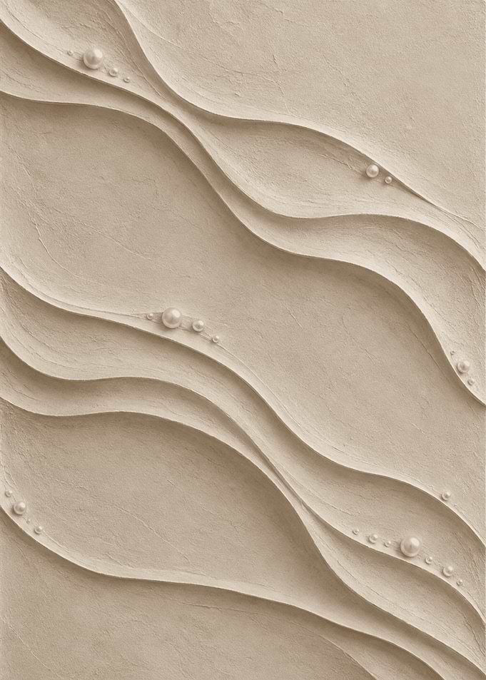 Beige Textured Waves with Pearls