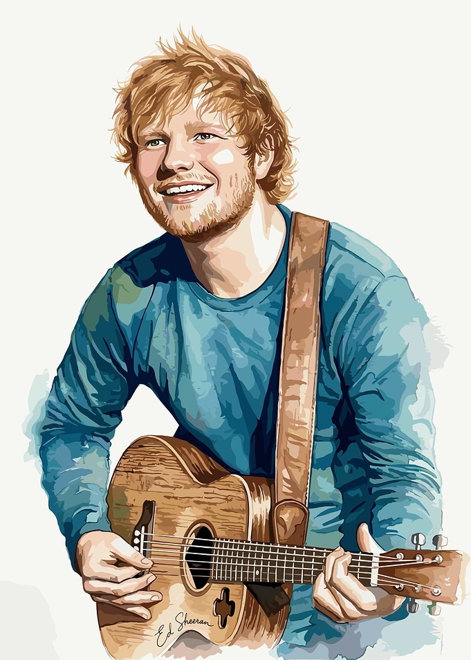 Ed Sheeran Playing Acoustic Guitar Illustration