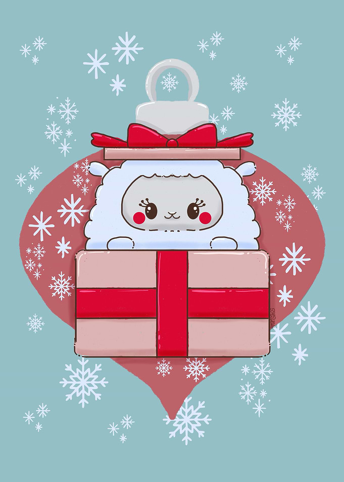 Cute Kawaii Sheep Christmas Ornament