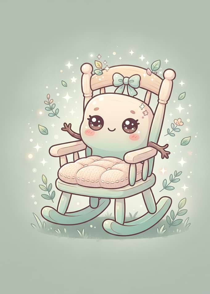 Cute Kawaii Character in Rocking Chair