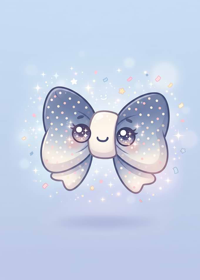 Cute Kawaii Sparkling Bow Illustration