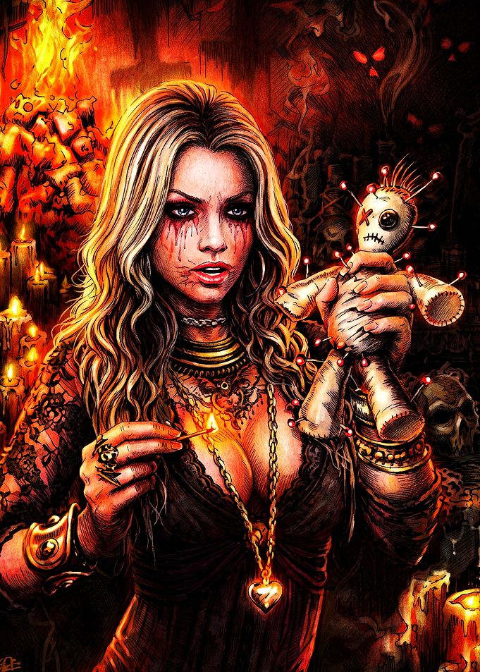Dark Witch with Voodoo Doll