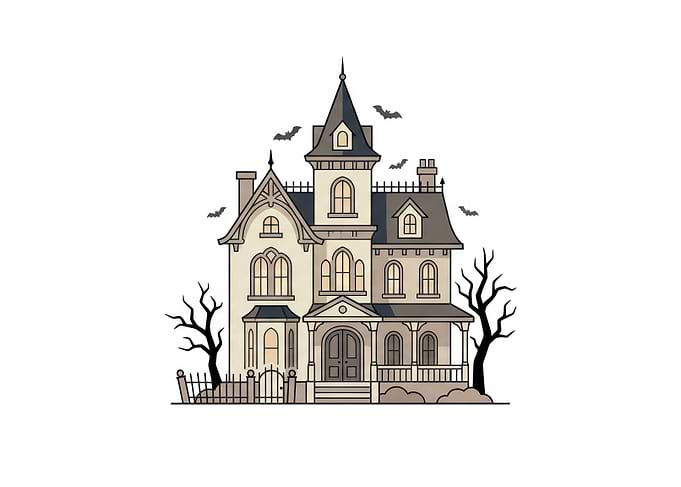 Spooky Haunted Mansion Illustration