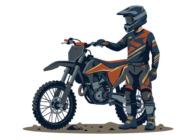 Motocross Rider Standing with Dirt Bike