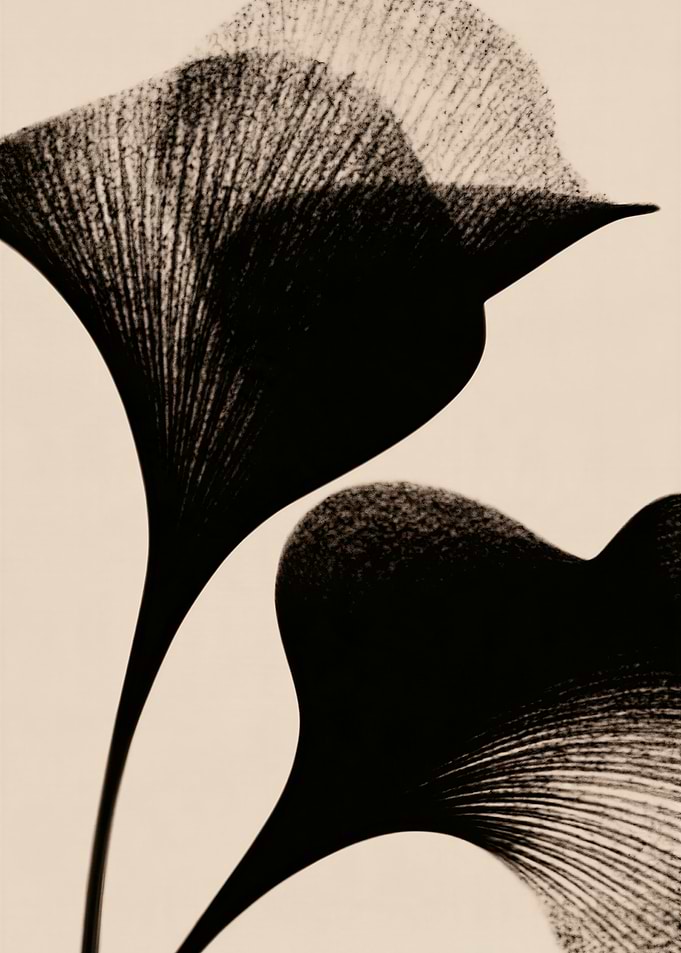 Minimalist Black and Beige Floral Art