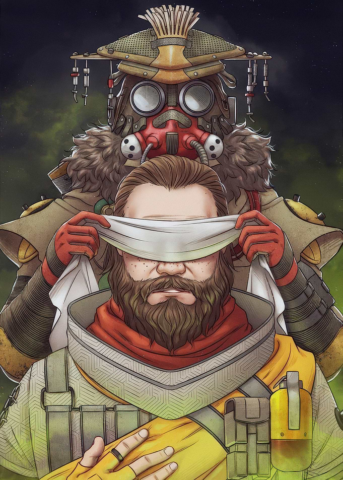 Bloodhound and Caustic Apex Legends Art