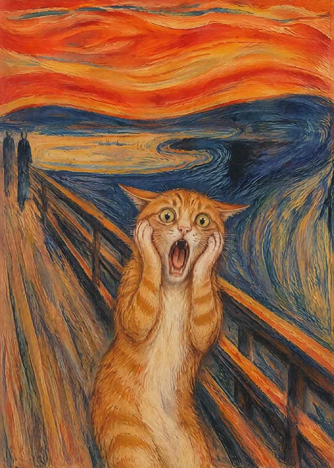 The Scream Cat Parody Painting
