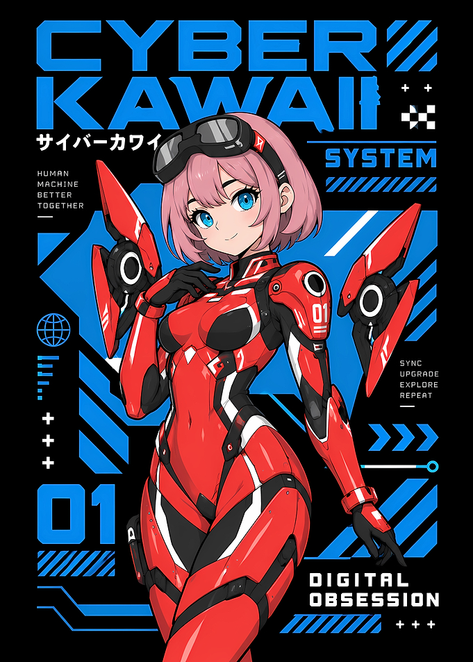 Cyber Kawaii Anime Girl Poster